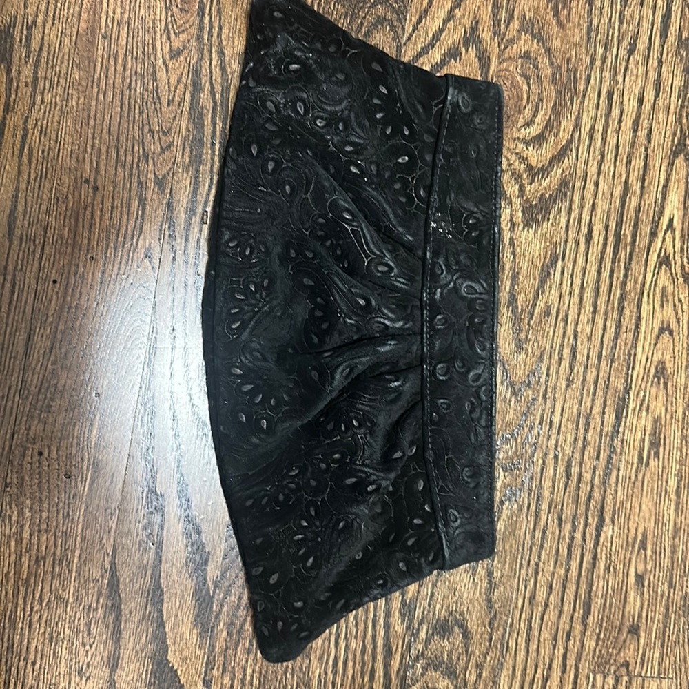 Beautiful lauren merkin suede clutch with magnetic closure